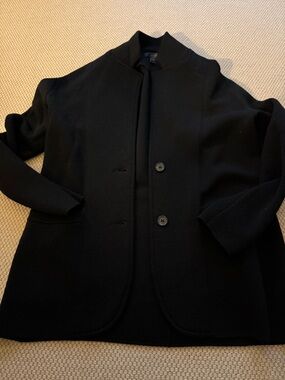 J Crew Women’s Black Knit Button-Front Jacket - XS